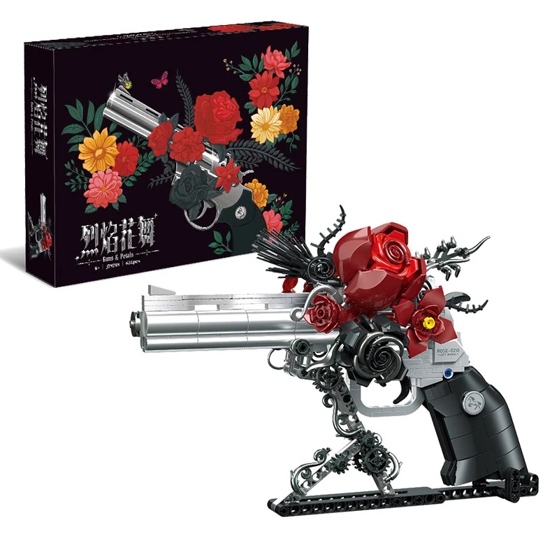 Model Kit Revolver - 631-delige Rozen Revolver Pistool Bouwstenen Set,