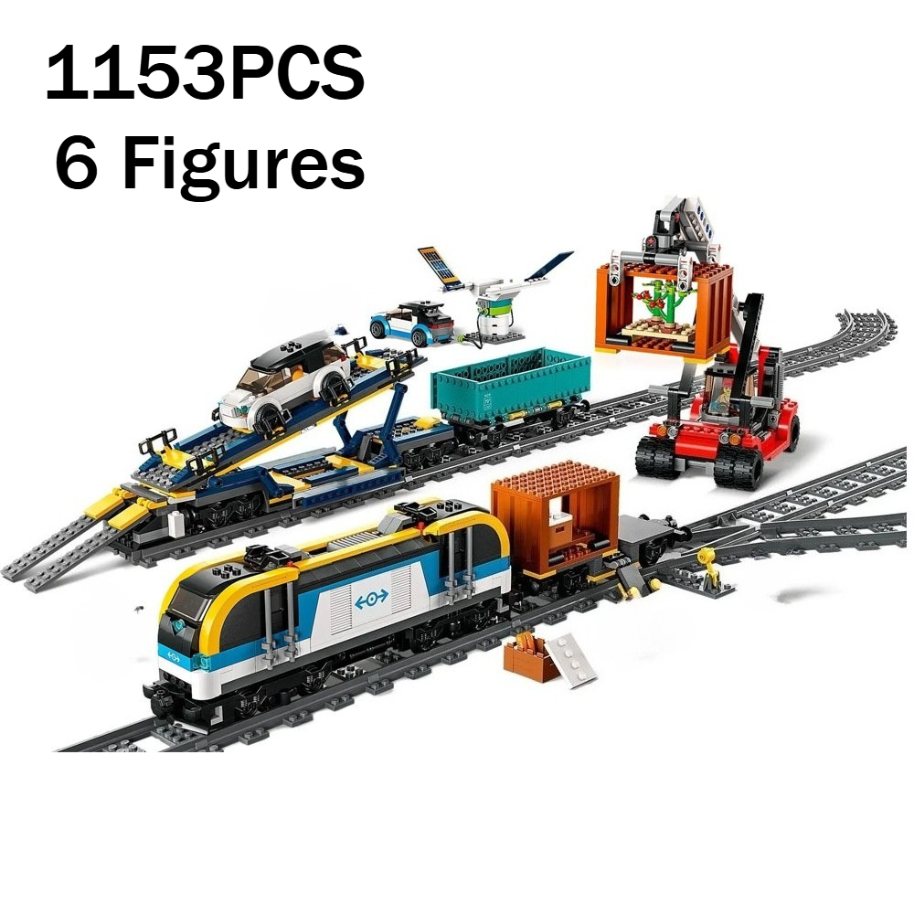 Model Kit Train - 1153PCS Stad Goederentrein Spoorweg Bouwstenen Met